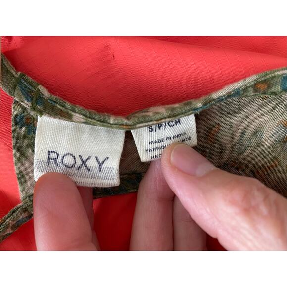 Roxy Women's Size S Tan Green Floral Sleeveless Racerback Mini Sundress - Picture 5 of 6